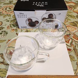 Disney Mickey Mouse Double Wall Espresso Cups 3D Coffee Cups 2 Pack Joyjolt NEW